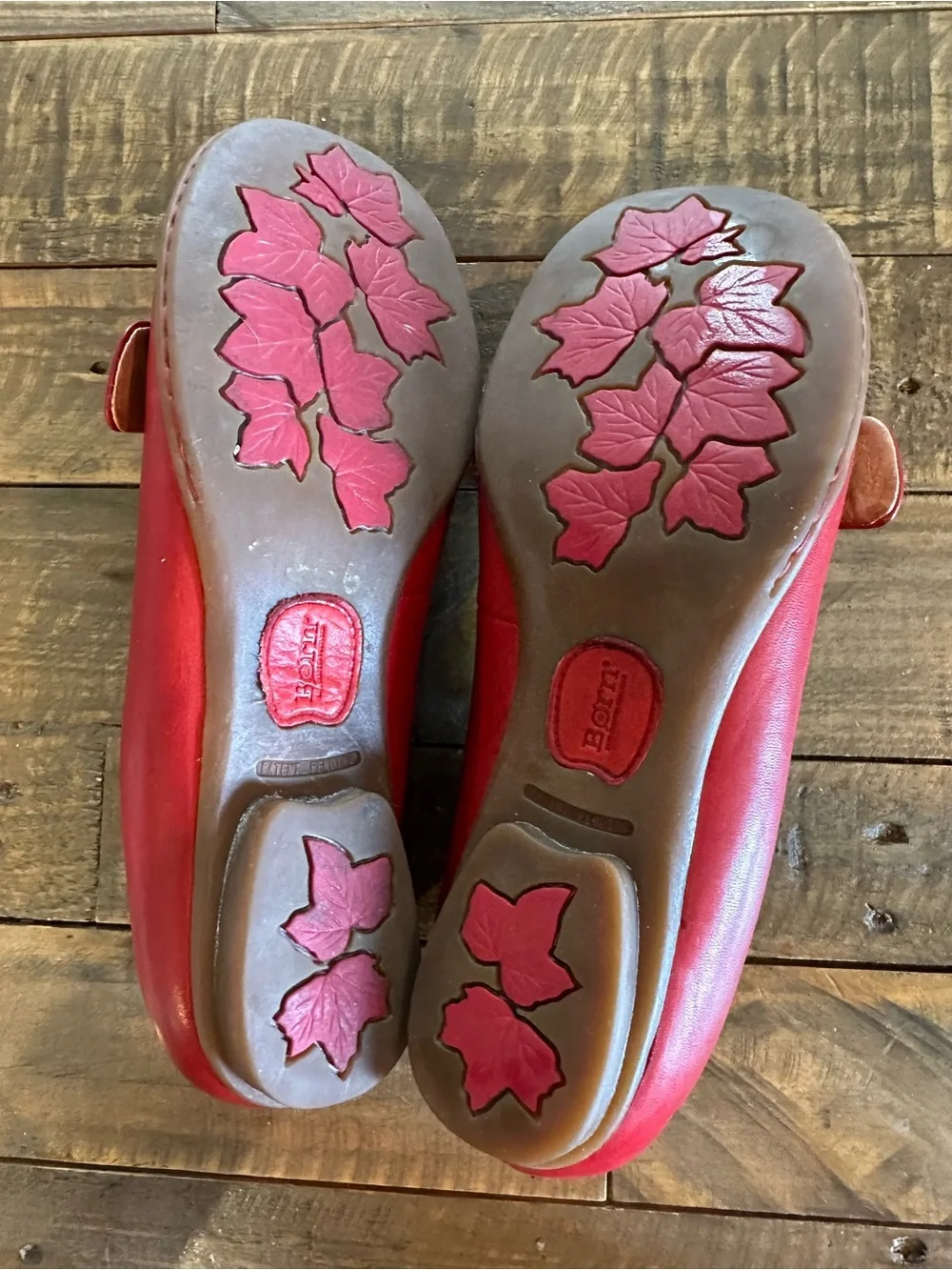 Born Red Leather Mary Jane Flats Size 7.5